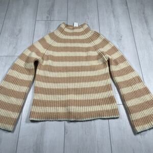 NWT Maeve by Anthropologie Sweater Women’s Medium Striped Mock Neck Tan Cream